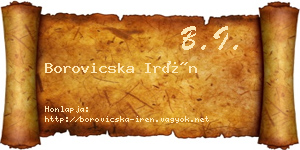 Borovicska Irén névjegykártya